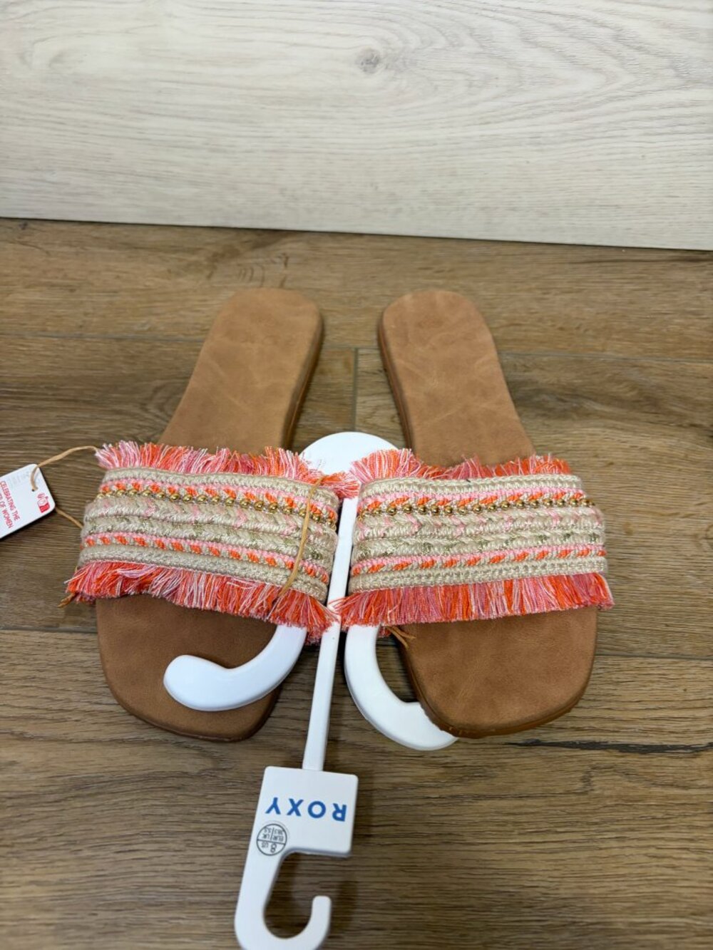 Roxy Women Positano Flat Woven Slide Sandals Open Pink Rose Size 8 NWT